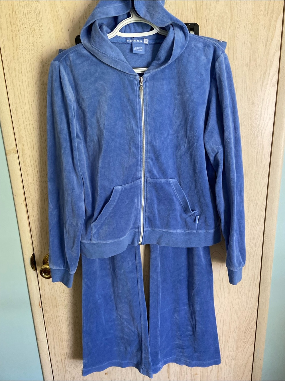 VERONA Blue Velour Track Suit Sz XL Jacket and L Pants